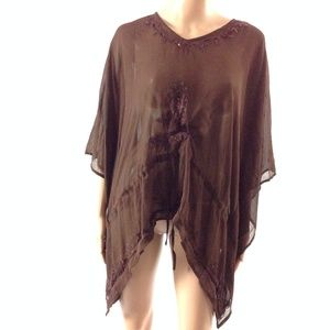 Zero Zero Women's V-Neck Maxi Sheer Top Size 3X